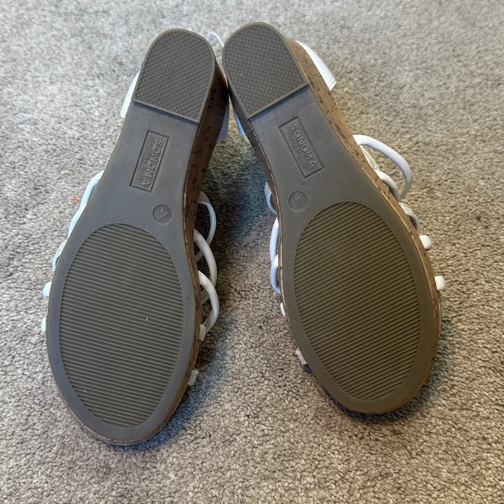 Sonoma White Strappy Cork Wedge Sandals Size 4